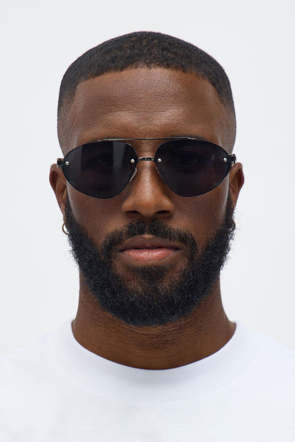 Tough Aviator Metal Frame Sunglasses - Gunmetal