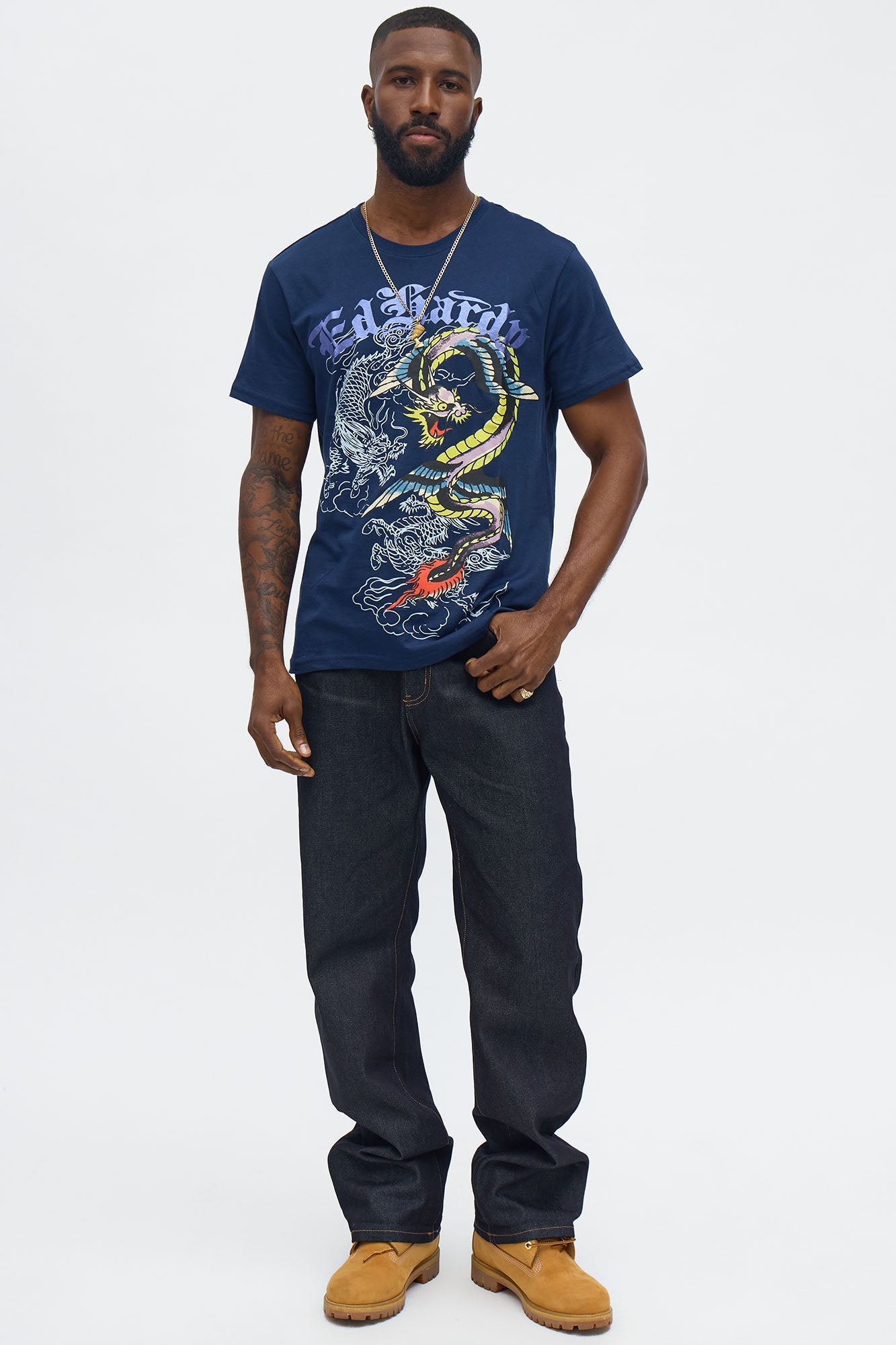 Ed Hardy Serpent Tattoo Short Sleeve Tee - Navy