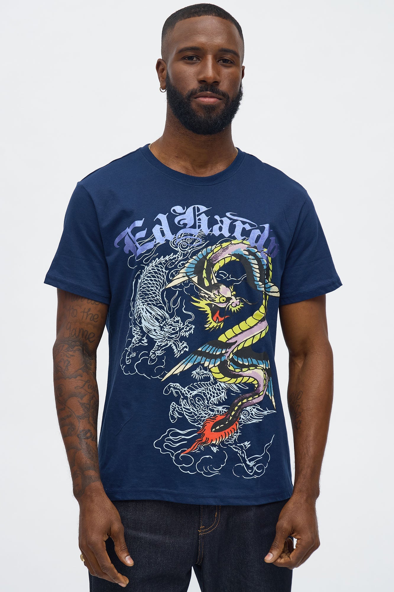 Ed Hardy Serpent Tattoo Short Sleeve Tee - Navy