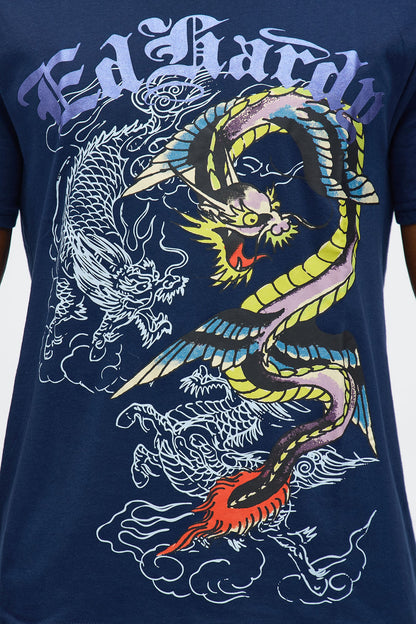 Ed Hardy Serpent Tattoo Short Sleeve Tee - Navy