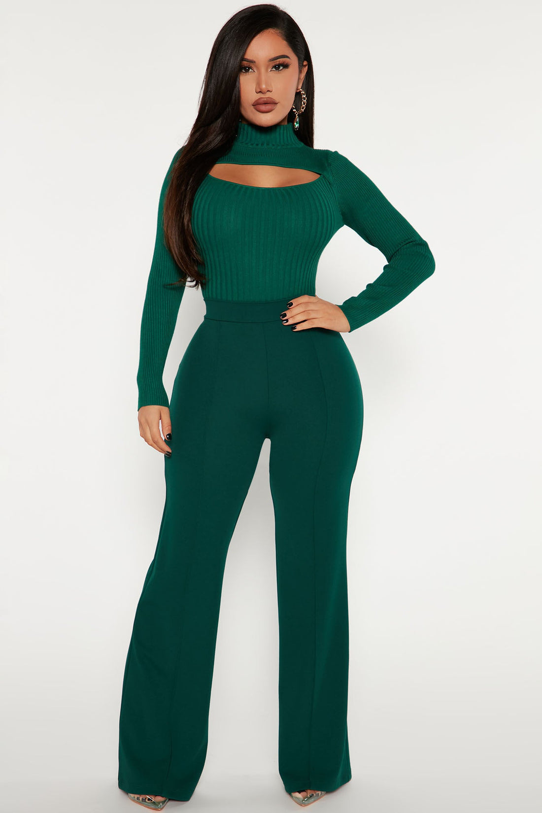 Petite Victoria High Waisted Dress Pants - Hunter Green