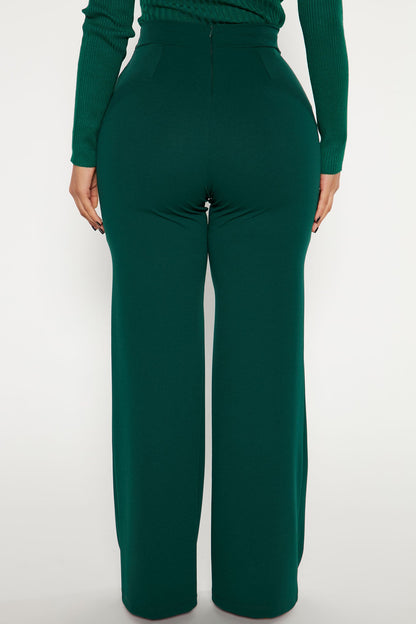 Petite Victoria High Waisted Dress Pants - Hunter Green