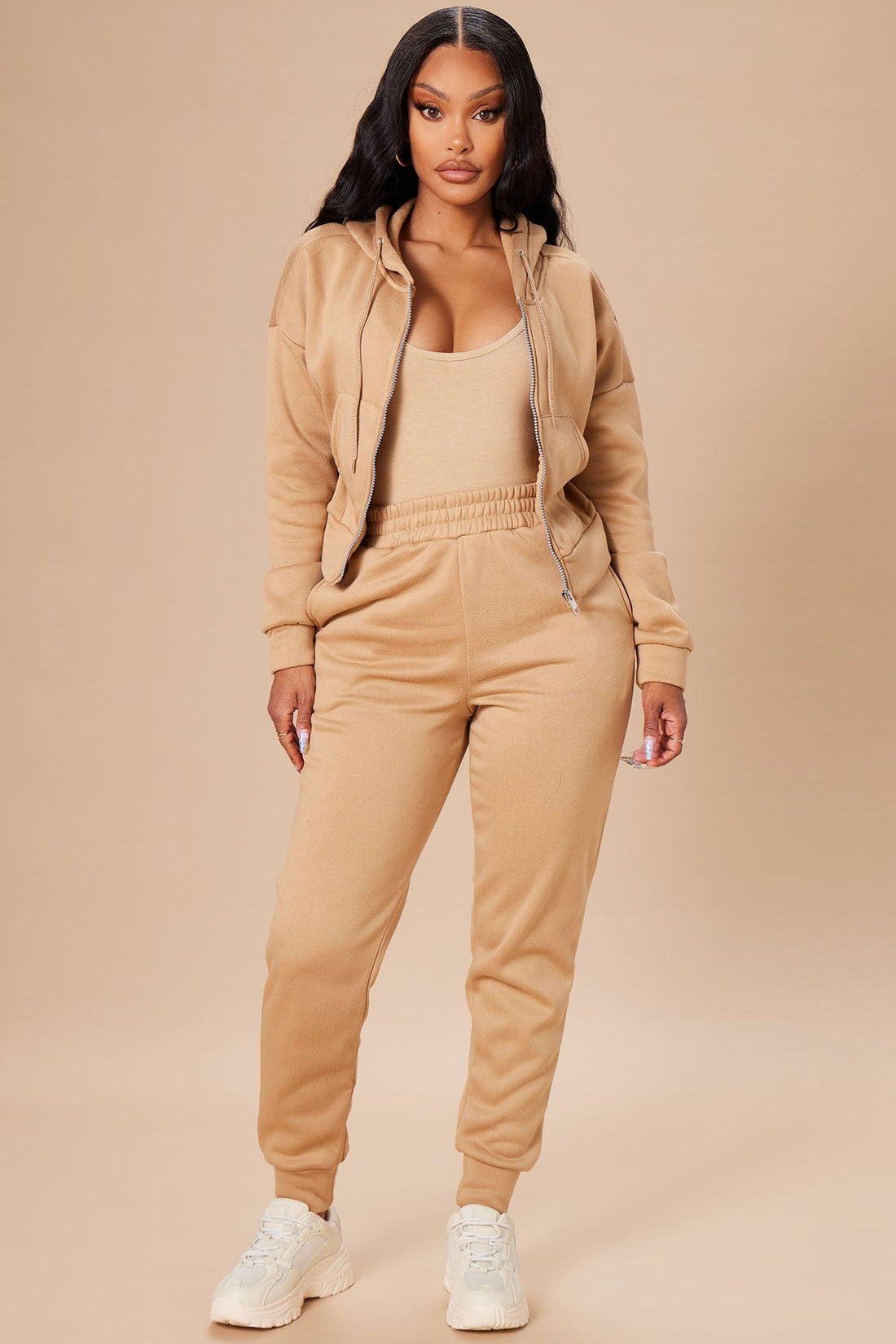 I Got This Zip Up Jacket And Jogger Set - Mocha