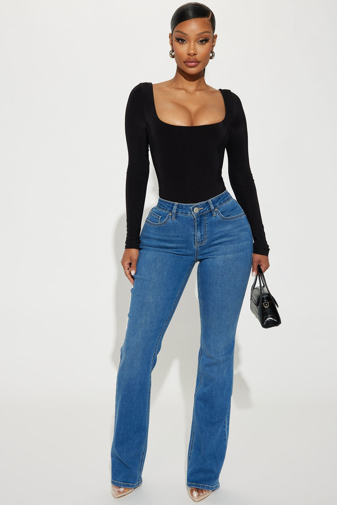 Katerina Long Sleeve Bodysuit - Black