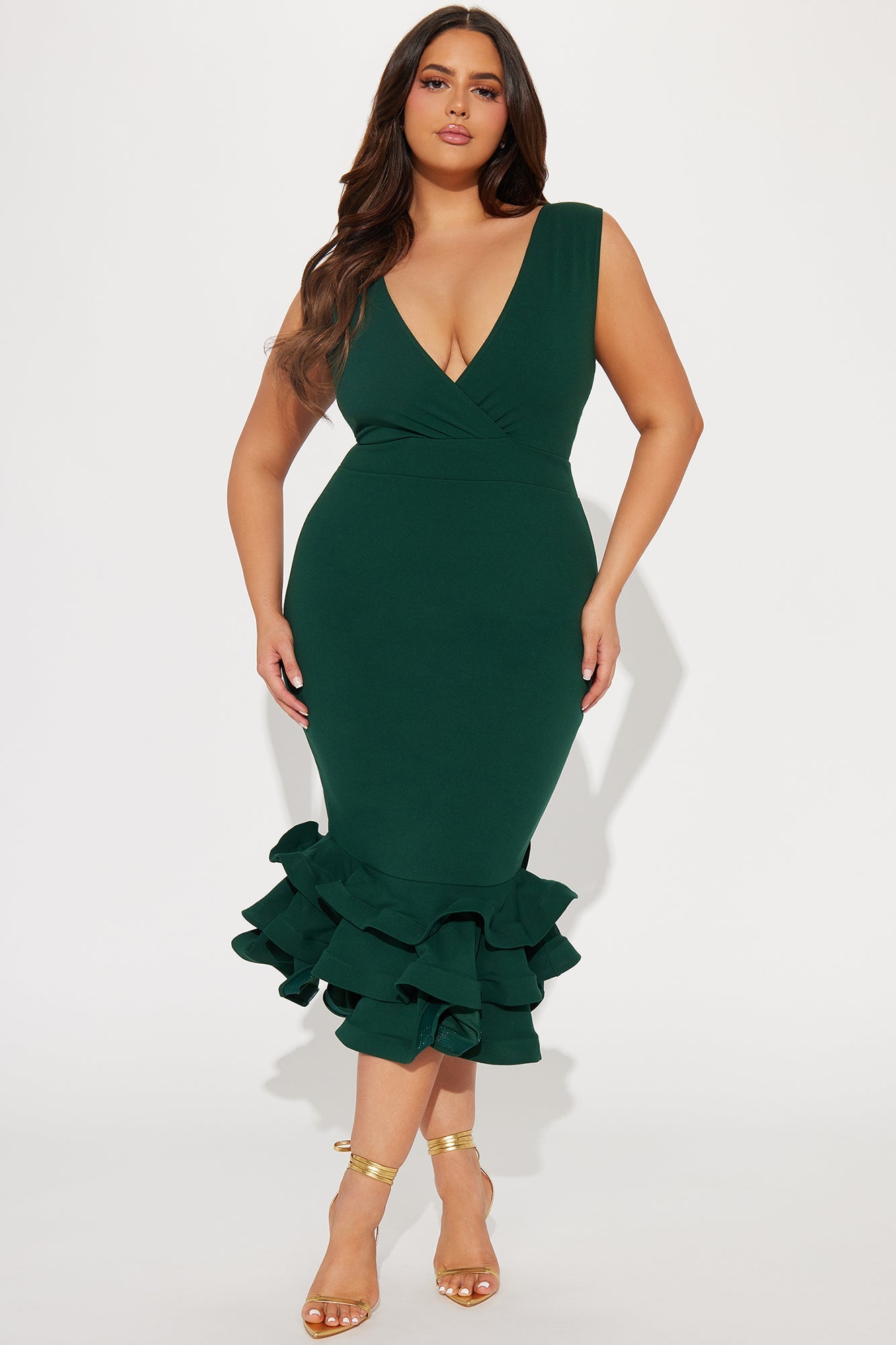 Dates With Babe Ruffle Dress - Hunter