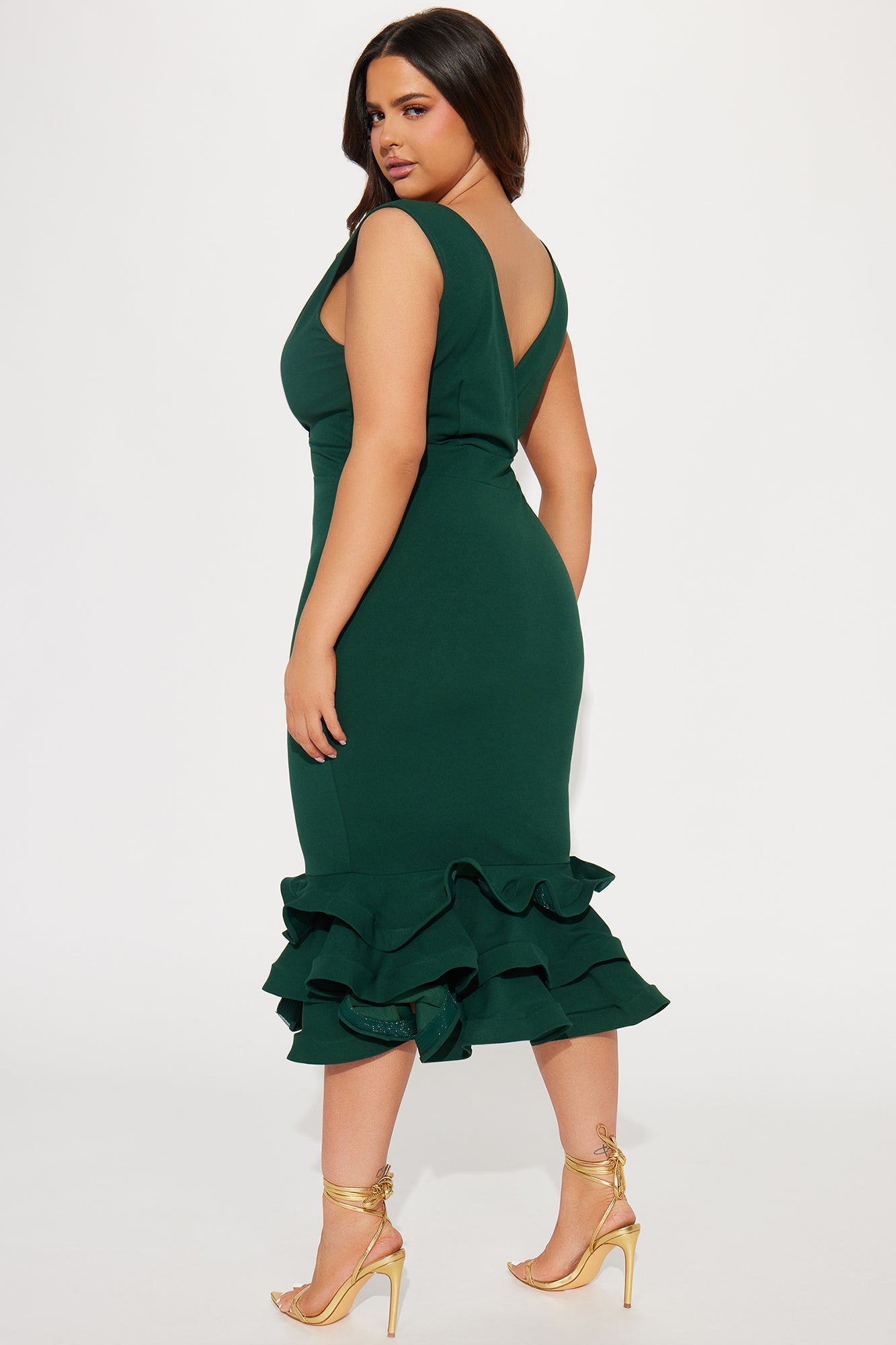 Dates With Babe Ruffle Dress - Hunter