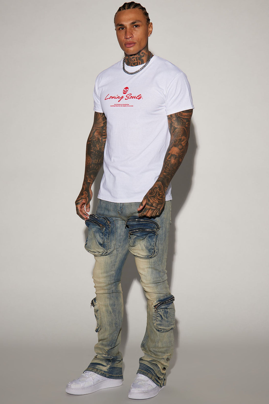 Round Up Stacked Skinny Flare Jeans - Light Wash