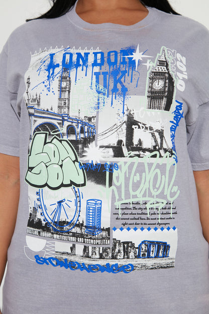 Life In London Graphic Tee - Grey