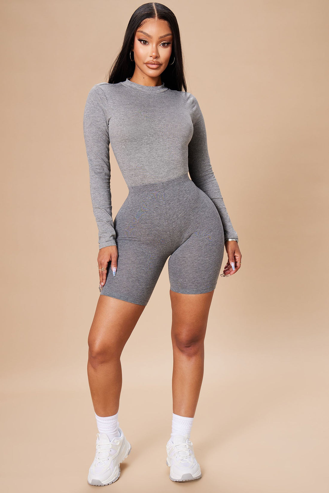 Natalee Biker Shorts - Grey