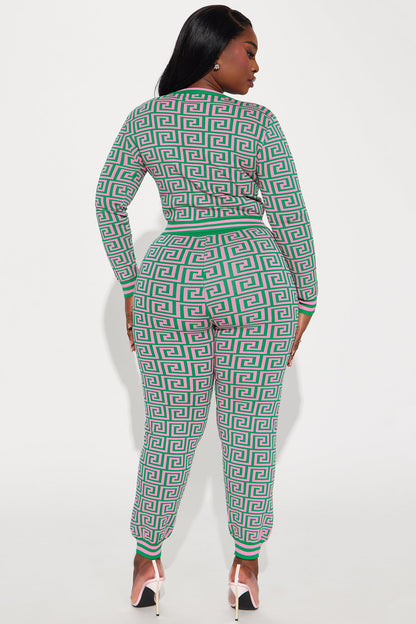 Farrah Sweater Pant Set - Green/combo