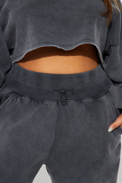 Feeling Good Fleece Jogger Set - Charcoal