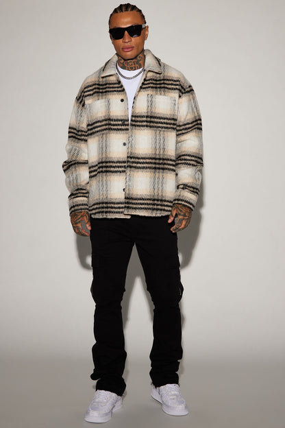 Move Up Plaid Shacket - Black/combo
