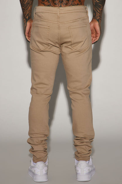 High Key Stacked Skinny Jeans - Taupe