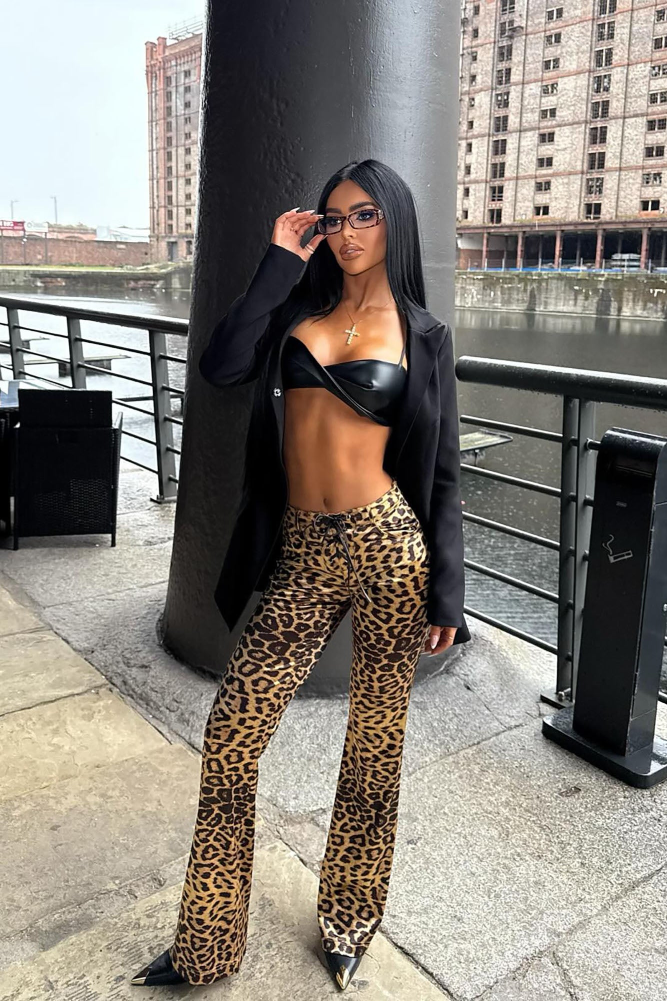 In Your Dreams Satin Leopard Flare Pant - Leopard