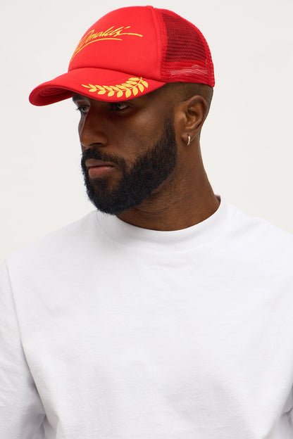 Retro McDonalds Trucker Snapback Hat - Red