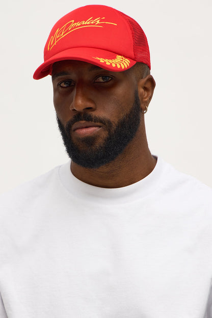 Retro McDonalds Trucker Snapback Hat - Red