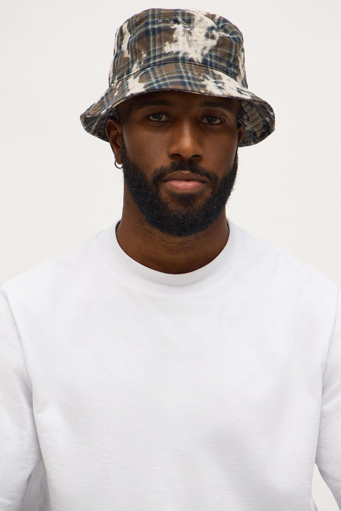 Bleached Flannel Bucket Hat - Brown/combo