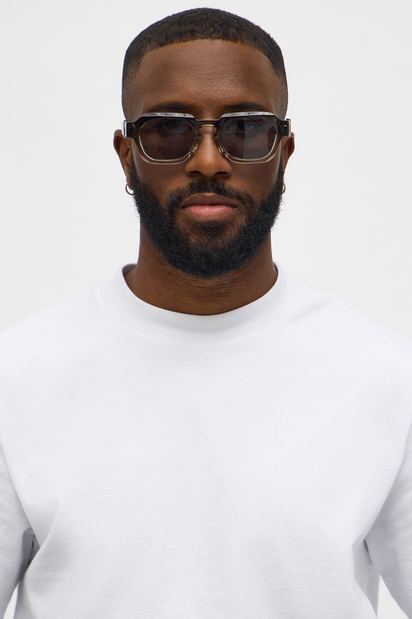 Geo Frame Colored Lens Sunglasses - Dark Grey