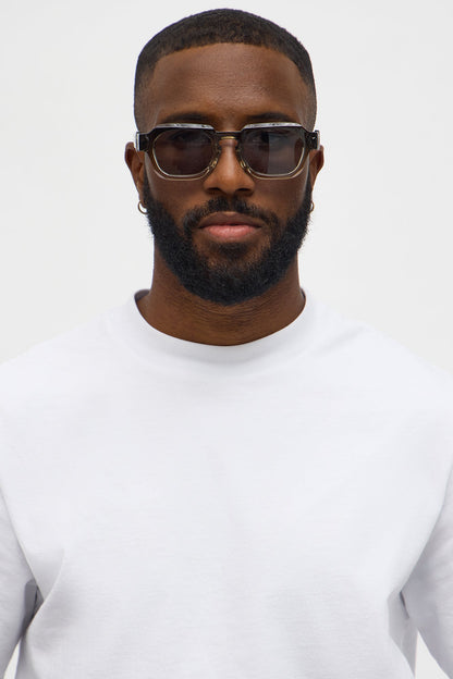 Geo Frame Colored Lens Sunglasses - Dark Grey