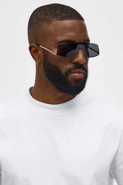 Next Up Shield Metal Frame Sunglasses - Gold/Black