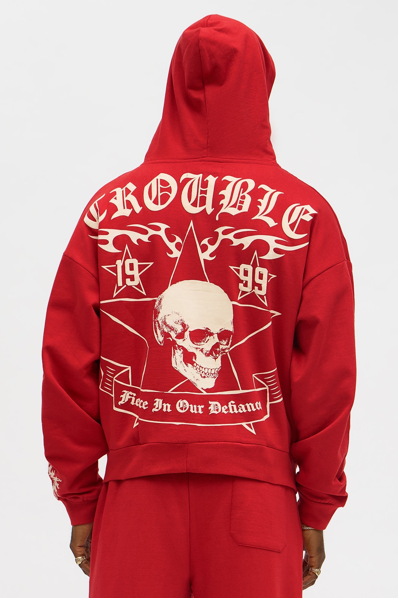 In The Chaos Zip Up Oversized Hoodie - Red