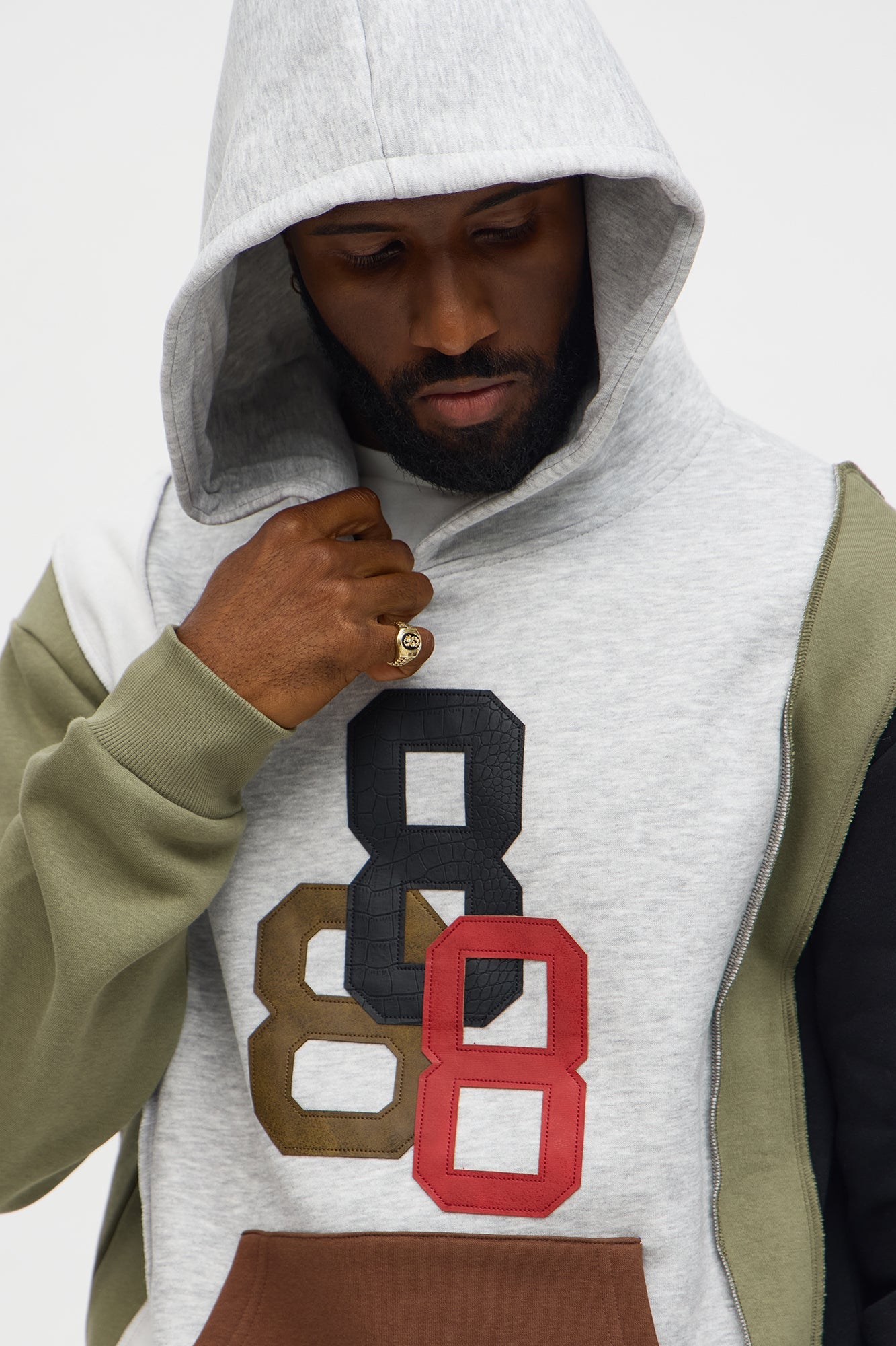 888 Patchwork Hoodie - Multi Color