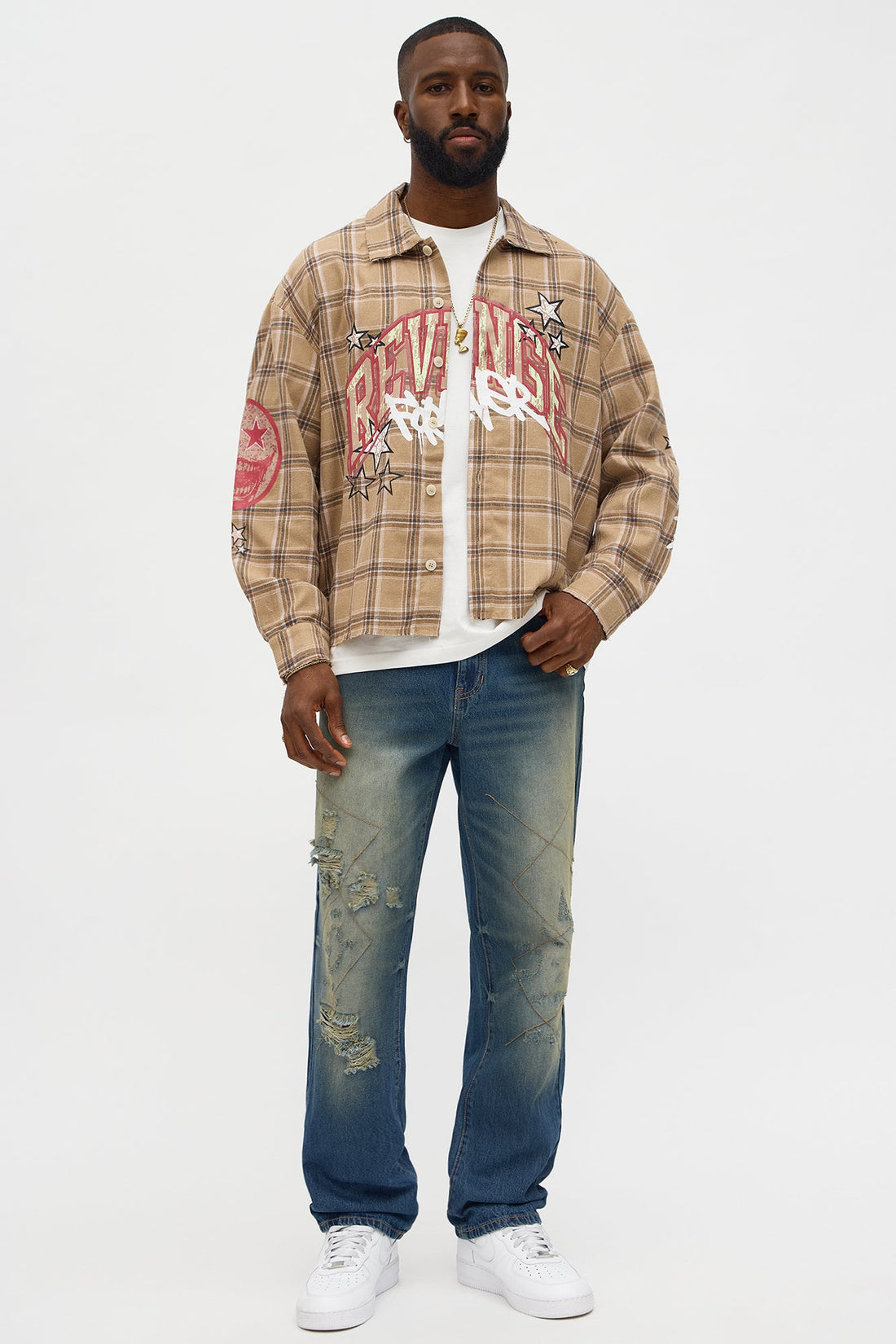 Revenge Woven Flannel - Taupe/combo