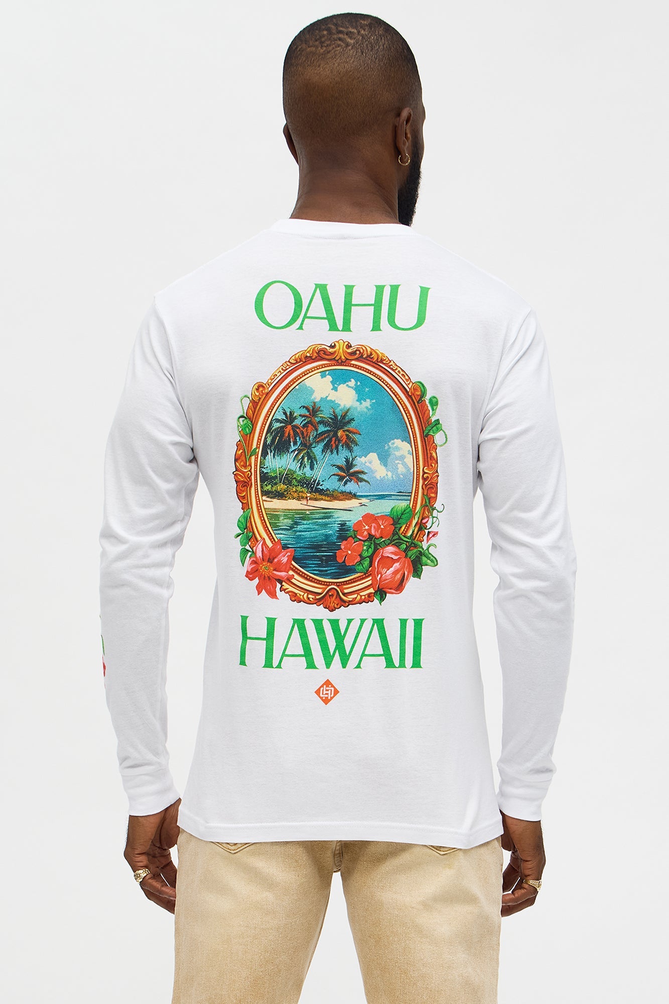 Island Style Oahu Hawaii Long Sleeve Tee - White
