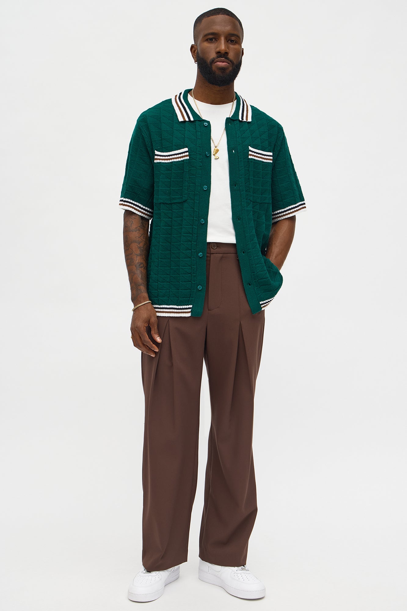 Preppy Life Short Sleeve Button Up - Green