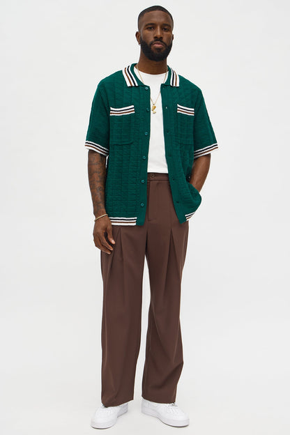 Preppy Life Short Sleeve Button Up - Green