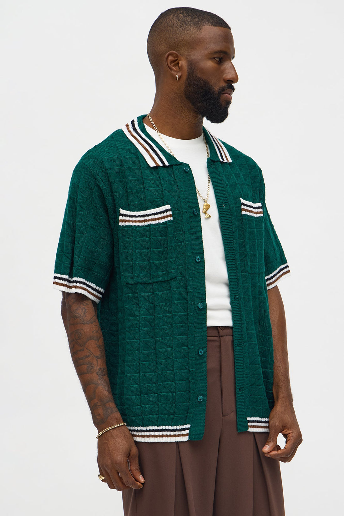 Preppy Life Short Sleeve Button Up - Green