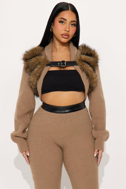 Leah Sweater Belted Pant Set - Mocha