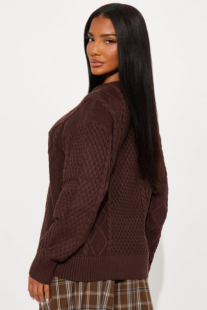 Azusa Cable Knit Sweater - Brown