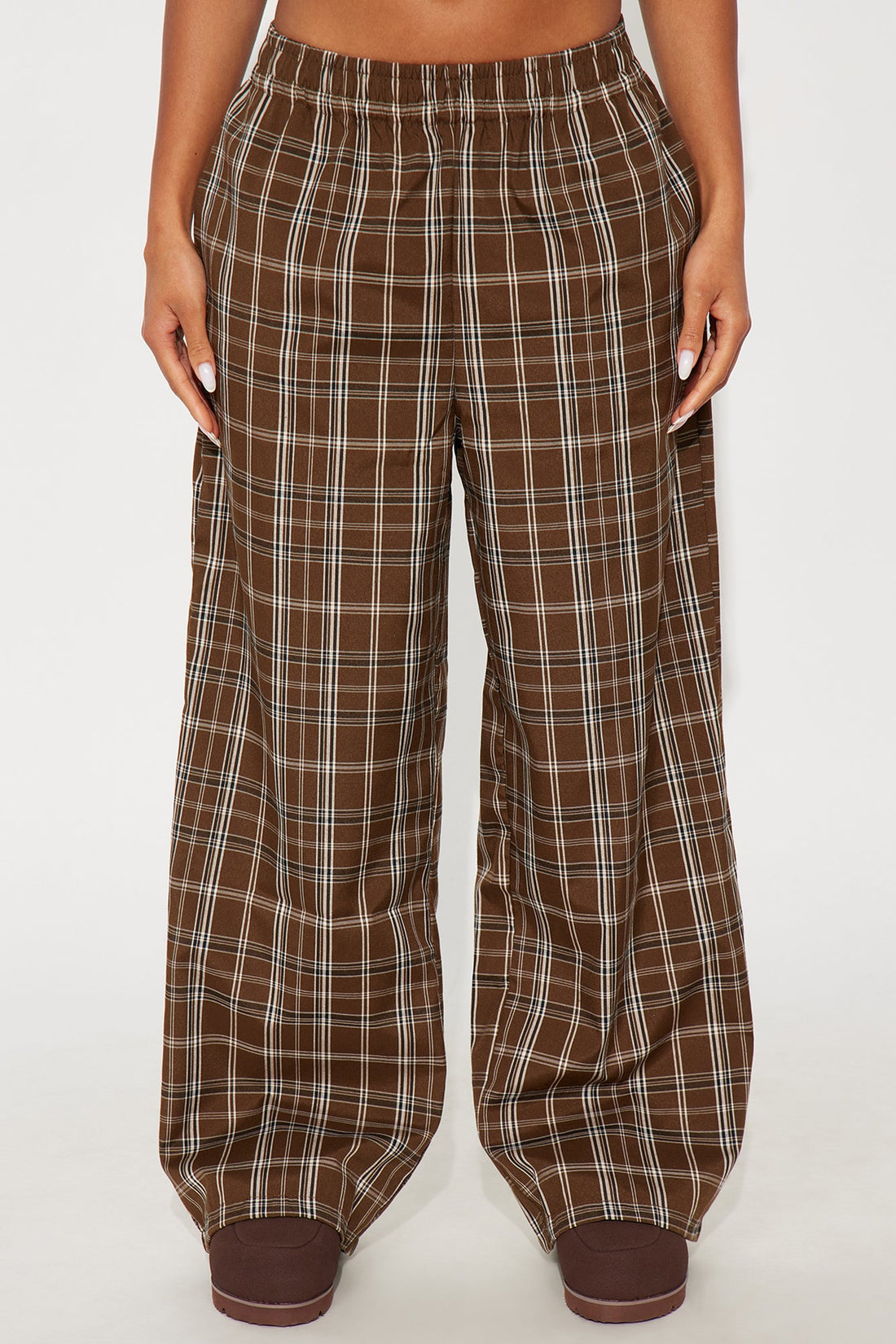 Chill All Day Plaid Boxer Pant - Brown/combo