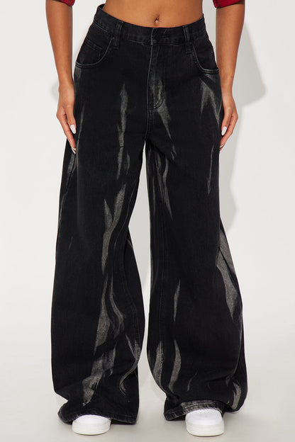 Crying Lightning Baggy Jeans - Black Wash