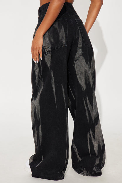 Crying Lightning Baggy Jeans - Black Wash