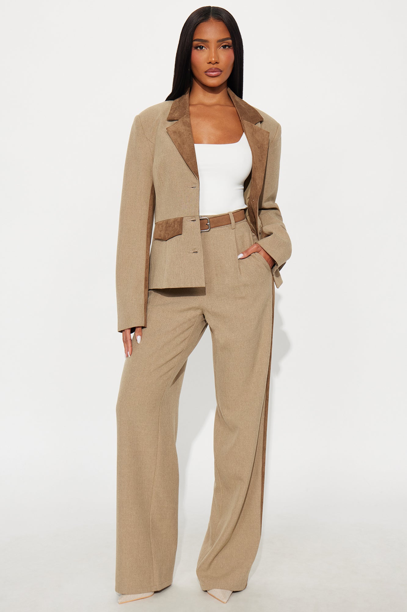 Bonnie Contrast Twill Rigid Blazer - Brown