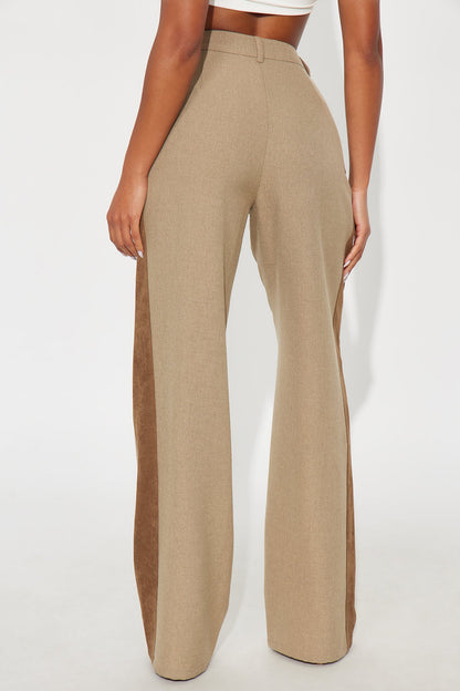 Bonnie Contrast Twill Rigid Wide Leg Pant - Brown