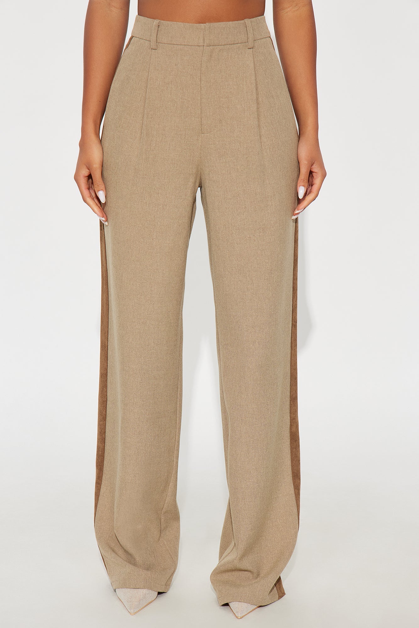 Bonnie Contrast Twill Rigid Wide Leg Pant - Brown