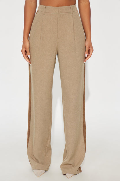 Bonnie Contrast Twill Rigid Wide Leg Pant - Brown