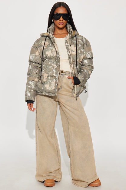 Ski Views Tree Camo Puffer Jacket - Olive/combo
