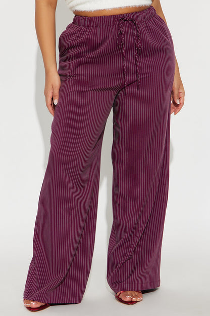 Until Next Time Pinstripe Trouser - Burgundy