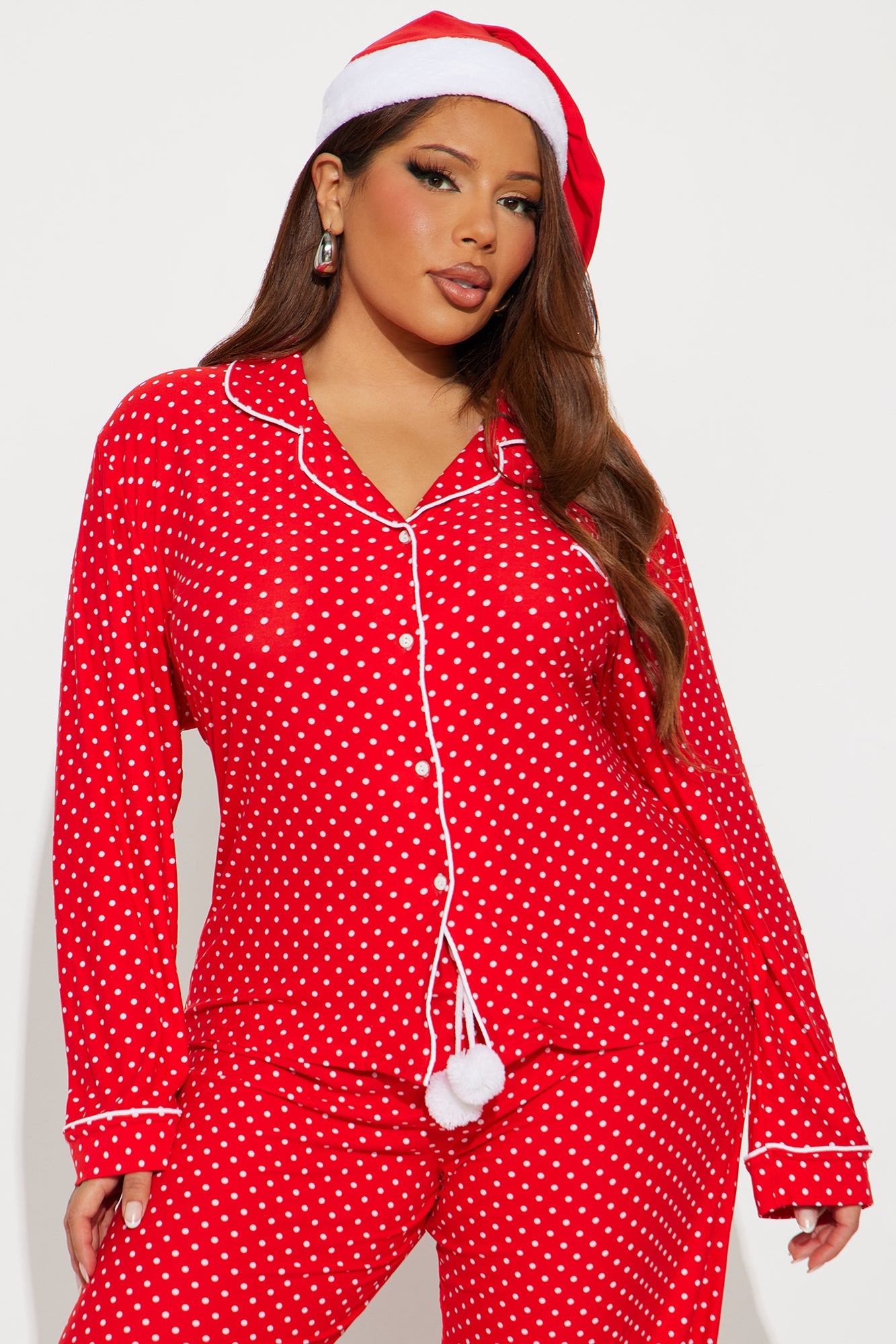 Christmas Mood 3 Piece Long Sleeve PJ Pant Set - Red/White