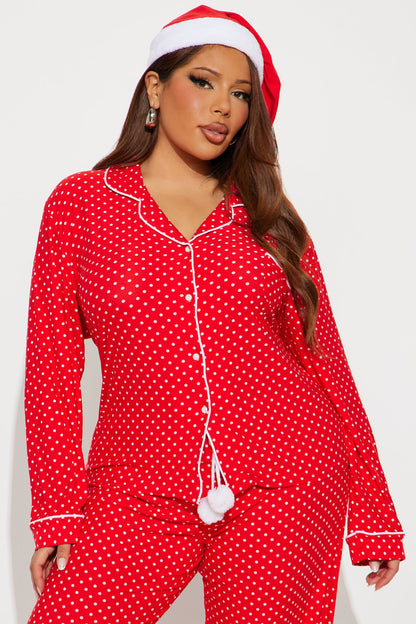 Christmas Mood 3 Piece Long Sleeve PJ Pant Set - Red/White