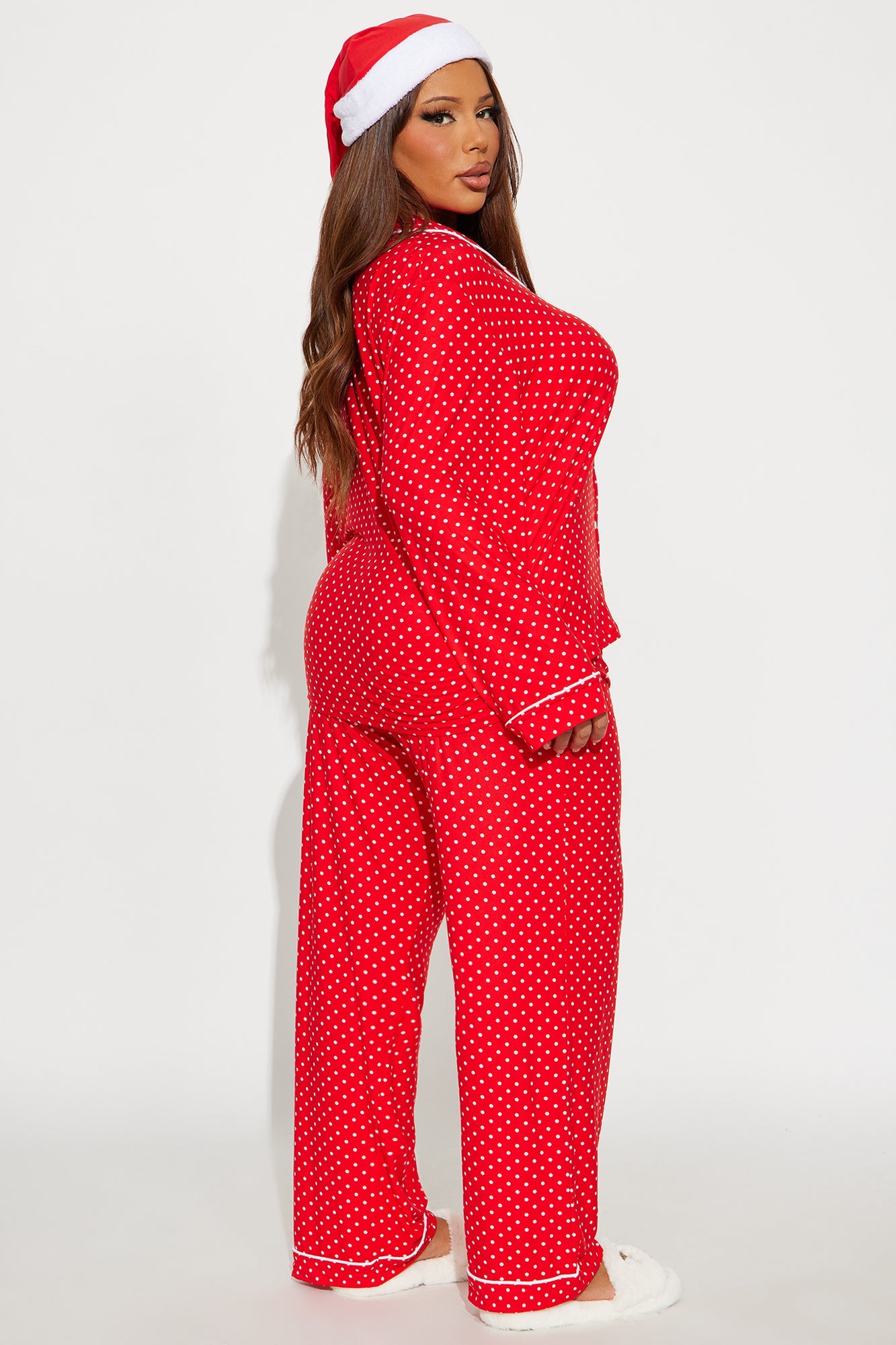 Christmas Mood 3 Piece Long Sleeve PJ Pant Set - Red/White