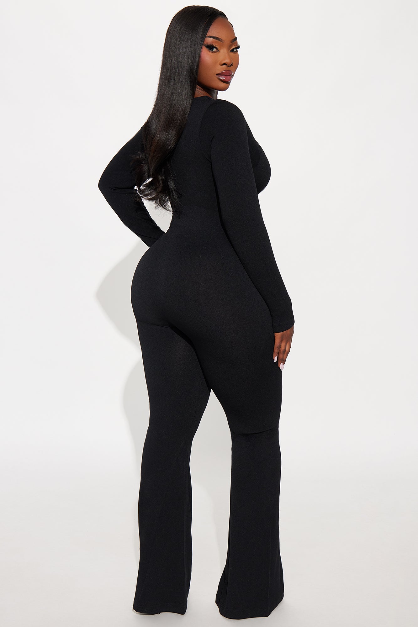 Come With Me Seamless Flare Jumpsuit - Black