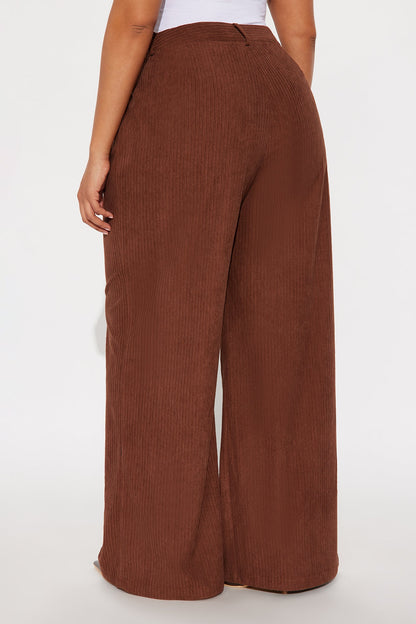 Golden Hour Groove Wide Leg Corduroy Pant 33 - Brown
