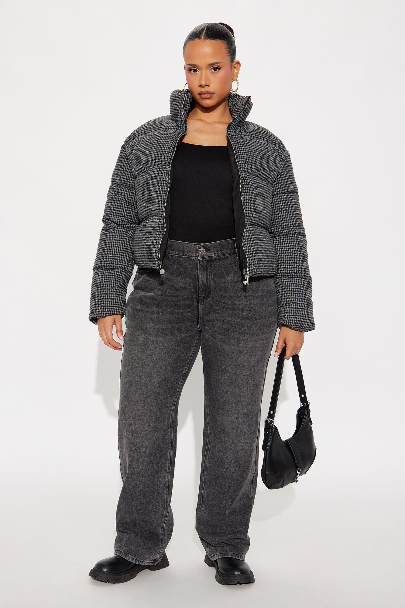 Brixley Glenn Plaid Puffer Jacket - Grey