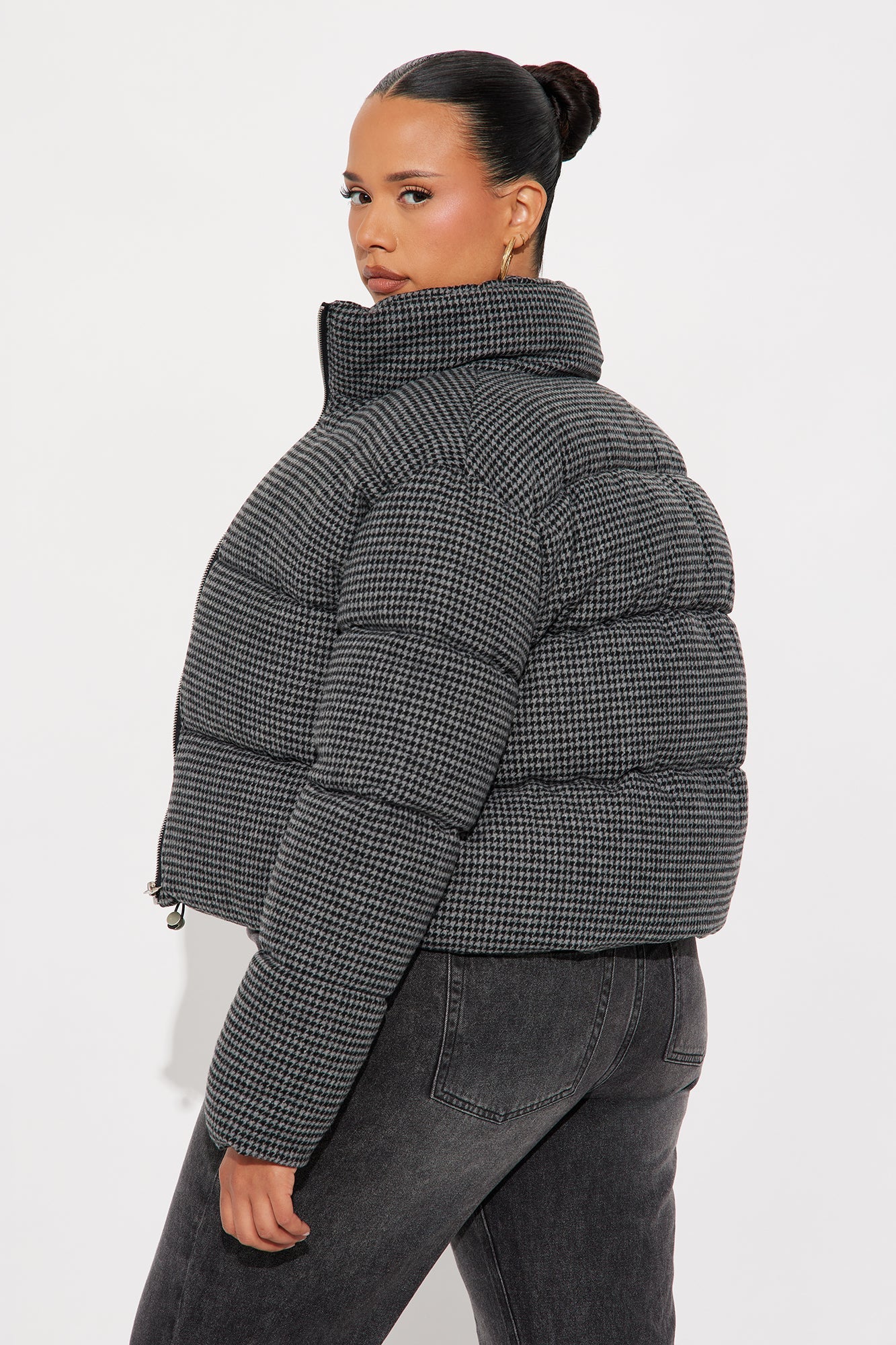Brixley Glenn Plaid Puffer Jacket - Grey