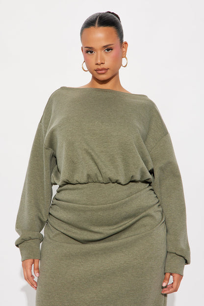 Casual Vibe Long Sleeve Maxi Dress - Olive